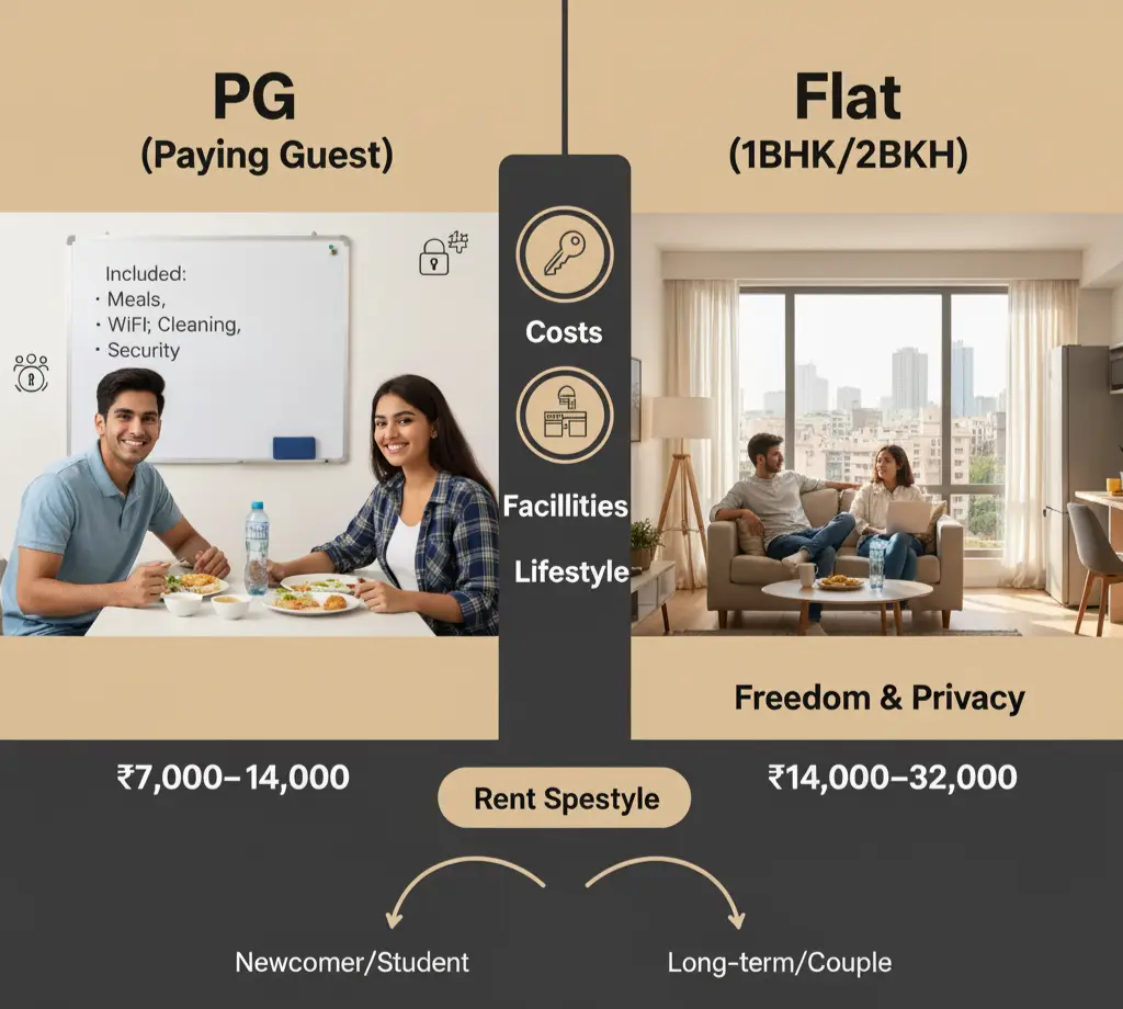 pg vs flat what to prefer in Noida
